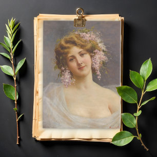 Mädchen mit Flieder, Achille Beltrame Kunst Seidenpapier