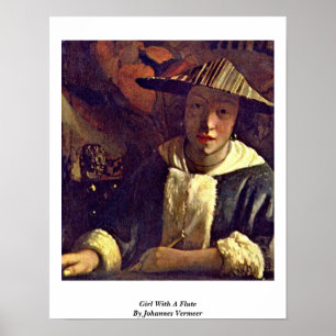 Mädchen mit Flute von Johannes Vermeer Poster