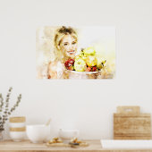 Mädchen mit Früchten Poster (Küche)