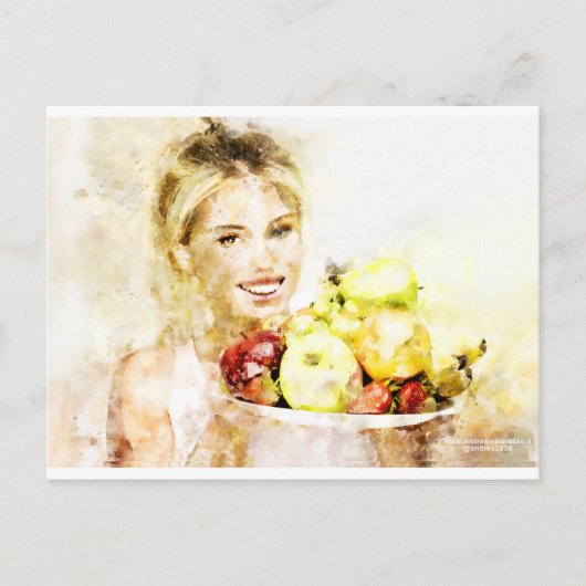 Mädchen mit Früchten Postkarte (Vorderseite)