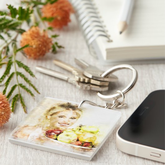 Mädchen mit Früchten Schlüsselanhänger (Vorderseite rechts)