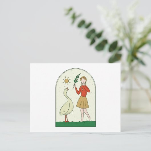 Mädchen mit Gans Postkarte (Stehend Vorderseite)