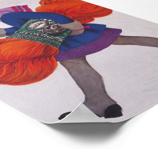 Mädchen mit Garn, Vintages Werbeplakat Poster (Ecke)