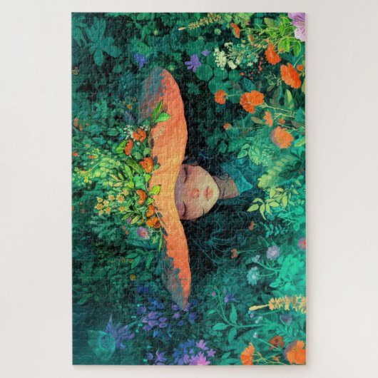 Mädchen mit Garten auf ihrem Kopf Jigsaw Puzzle (Vertikal)