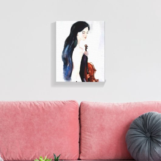Mädchen mit Geige Leinwanddruck (Insitu (Wohnzimmer))