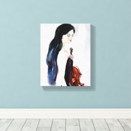 Mädchen mit Geige Leinwanddruck (Insitu (Holzboden))