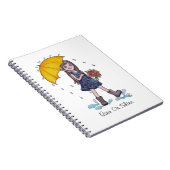 Mädchen mit gelbem Regenschirm in Wasserfarbe Notizblock (Rechte Seite)