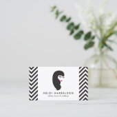 Mädchen mit Gemusterter Lashes Schwarz und Weiß Visitenkarte (Stehend Vorderseite)