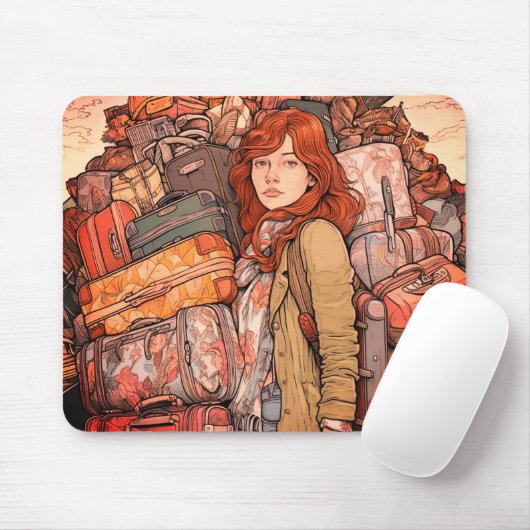 Mädchen mit Gepäck Mousepad (Mit Mouse)
