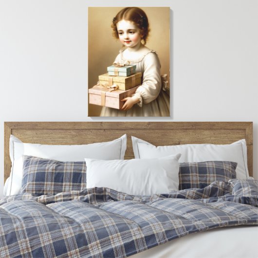 Mädchen mit Geschenkboxen Leinwanddruck (Insitu (Schlafzimmer))