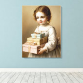 Mädchen mit Geschenkboxen Leinwanddruck (Insitu (Holzboden))