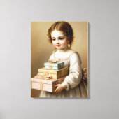 Mädchen mit Geschenkboxen Leinwanddruck (Vorderseite)