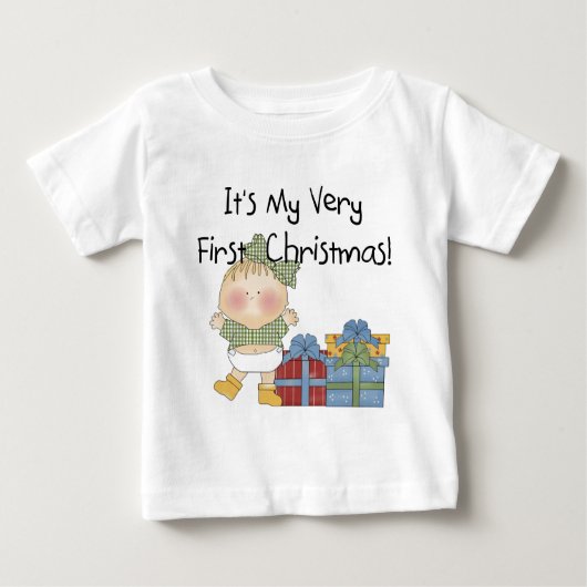 Mädchen mit Geschenken 1. Weihnachtsgeschenke Baby T-shirt (Vorderseite)