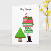 Mädchen mit Geschenken und Baum Karte (Gelbe Blume)