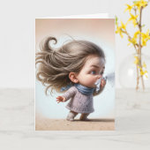 Mädchen mit Geweben niesen Karte (Gelbe Blume)