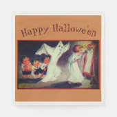 Mädchen mit Ghost Custom Halloween-Party Napkins Serviette (Vorderseite)