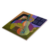 Mädchen mit Gitarre Ceram Tile/Trivet (1,5 cm²) Fliese (Seite)