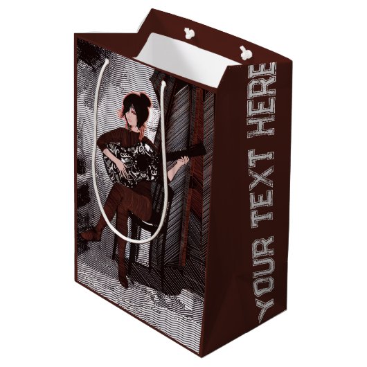 Mädchen mit Gitarre Mittlere Geschenktüte (Rückseite Schrägansicht)