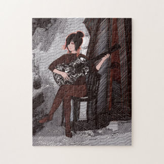 Mädchen mit Gitarre Puzzle
