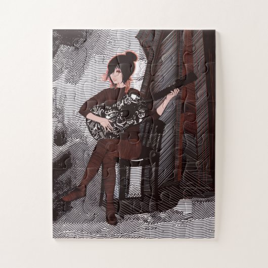 Mädchen mit Gitarre Puzzle (Vertikal)