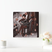 Mädchen mit Gitarre Quadratische Wanduhr (Zuhause)