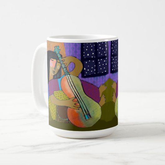 Mädchen mit Gitarre-Tasse Kaffeetasse (Vorderseite Links)