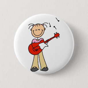 Mädchen mit Gitarren-Knopf Button