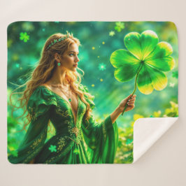 Mädchen mit goldenem Haar St Patrick Tag Irish Mag Sherpadecke