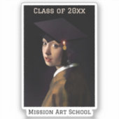 Mädchen mit Grad Cap Abschluss Aufkleber (Vorderseite)