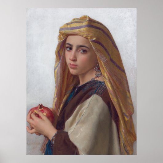 Mädchen mit Granatapfel von Bouguereau Poster (Vorne)