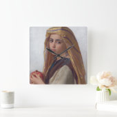 Mädchen mit Granatapfel von W.A. Bouguereau Quadratische Wanduhr (Zuhause)