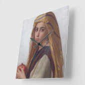 Mädchen mit Granatapfel von W.A. Bouguereau Quadratische Wanduhr (Winkel)