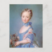 Mädchen mit grauer Katze Postkarte (Vorderseite)