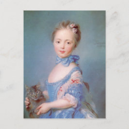 Mädchen mit grauer Katze Postkarte