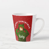 Mädchen mit Green Frog Hoodie Zeichnend Weihnachte Milchtasse (Rechts)