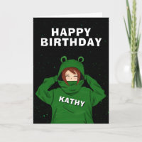 Mädchen mit Green Frog Hoody Zeichnend Geburtstag