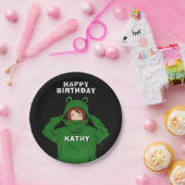 Mädchen mit Green Frog Hoody Zeichnend Geburtstag Pappteller (Party)