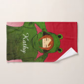 Mädchen mit Green Frog Hoody Zeichnend Individuell Badhandtuch Set (Handtuch)