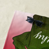 Mädchen mit Green Frog Hoody Zeichnend Individuell Strandtuch (Beispiel)