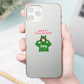 Mädchen mit Green Frog Hoody Zeichnend Weihnachten Aufkleber (Telefon)