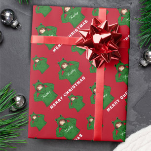 Mädchen mit Green Frog Hoody Zeichnend Weihnachten Geschenkpapier