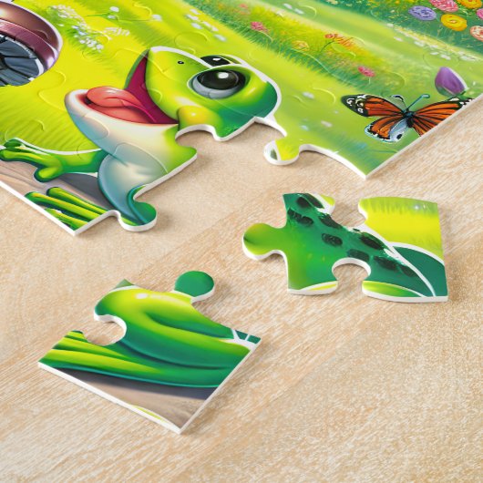 Mädchen mit großen Augen und grünem Frosch Puzzle (Seite)