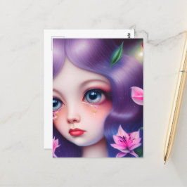 Mädchen mit großen blauen Augen weinen Postkarte