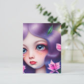 Mädchen mit großen blauen Augen weinen Postkarte (Stehend Vorderseite)