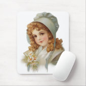 Mädchen mit grünem Bonnet Mousepad (Mit Mouse)
