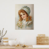 Mädchen mit grünem Bonnet Poster (Küche)