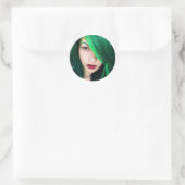 Mädchen mit grünem Haar Runder Aufkleber (Tasche)