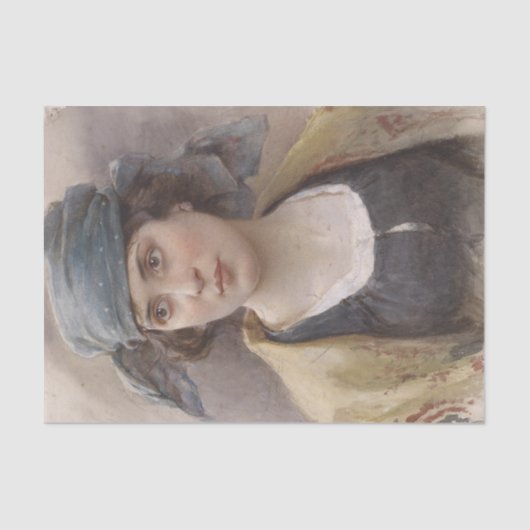 Mädchen mit grünem Kopftuch (von Ludwig Passini) Seidenpapier (Vorderseite)