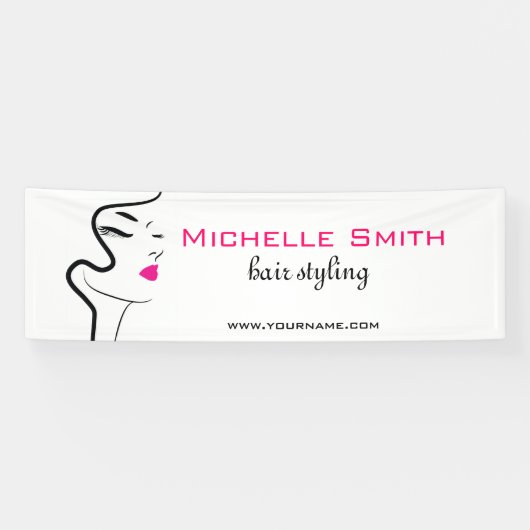 Mädchen mit Haarstyling-Symbol Banner (Horizontal)