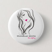 Mädchen mit Haarstyling-Symbol Button (Vorderseite)